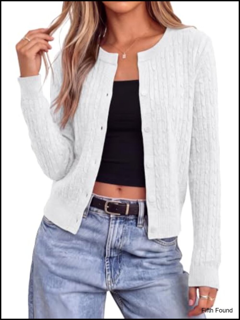 Cable Knit Cropped Cardigan Sweater V Neck Button Down Long Sleeve